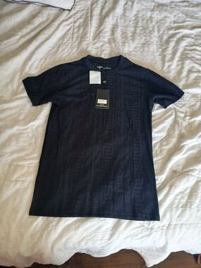 Versace Collection Men’s Short-Sleeve Navy Geometric Jacquard Tee